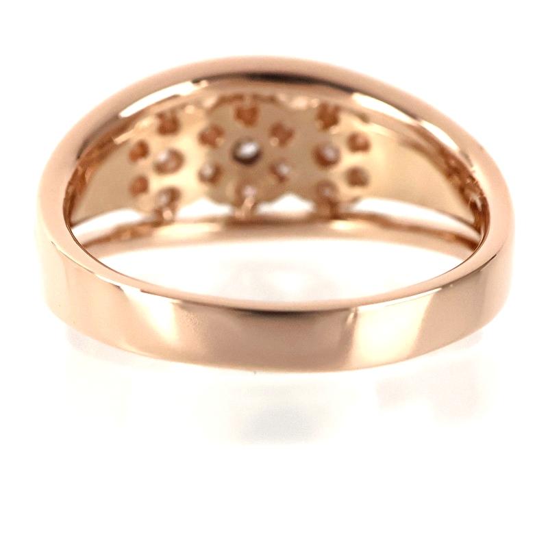 K18PG ピンクゴールド ダイヤリング 12号 フラワーモチーフ 0.50ct