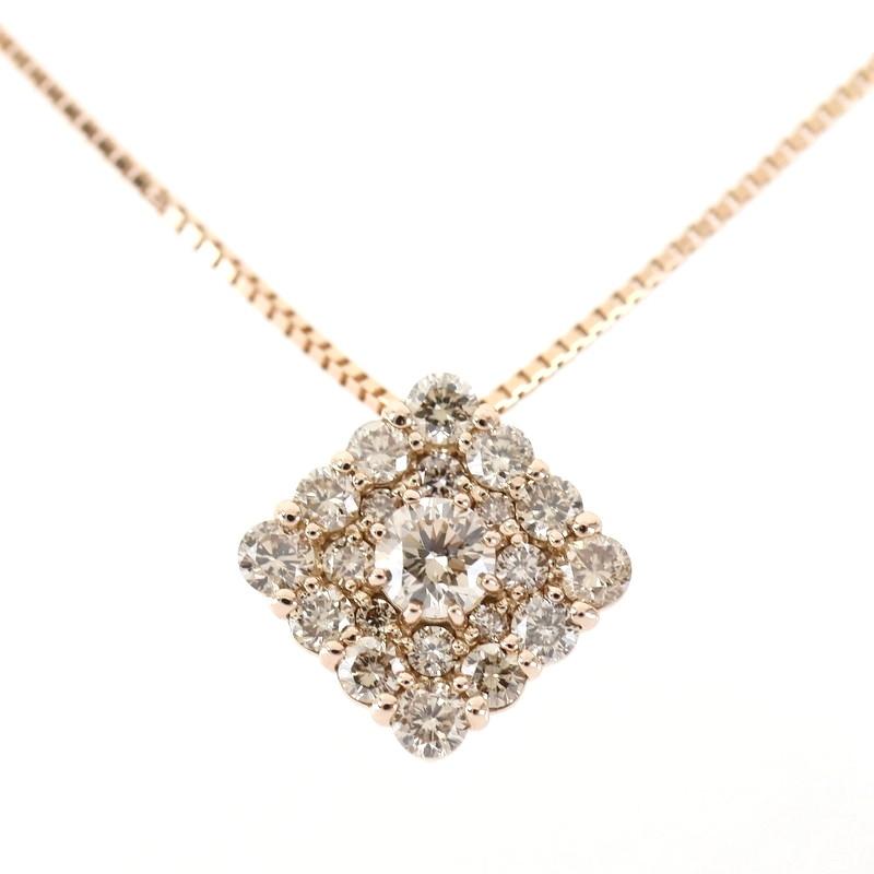 ネックレス 18k K18PG ピンクゴールド ダイヤ 0.60ct 3.3g 45.5cm 