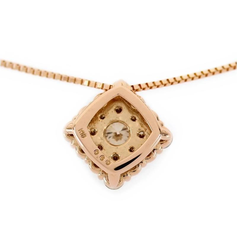 ネックレス 18k K18PG ピンクゴールド ダイヤ 0.60ct 3.3g 45.5cm 