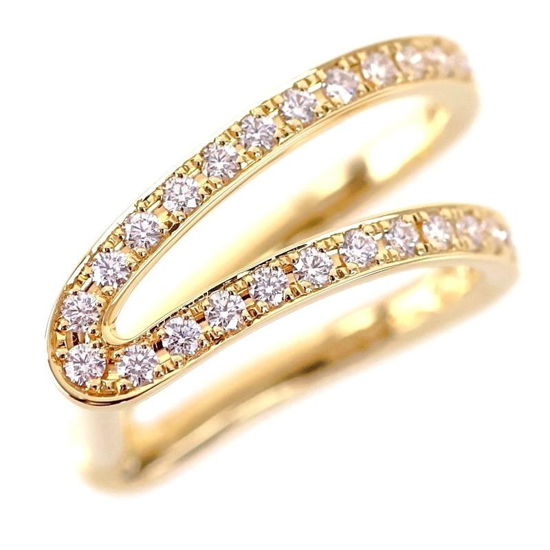 D型リング ジュエリー K18YG ピンキーリング 8号 ダイヤ 0.33ct