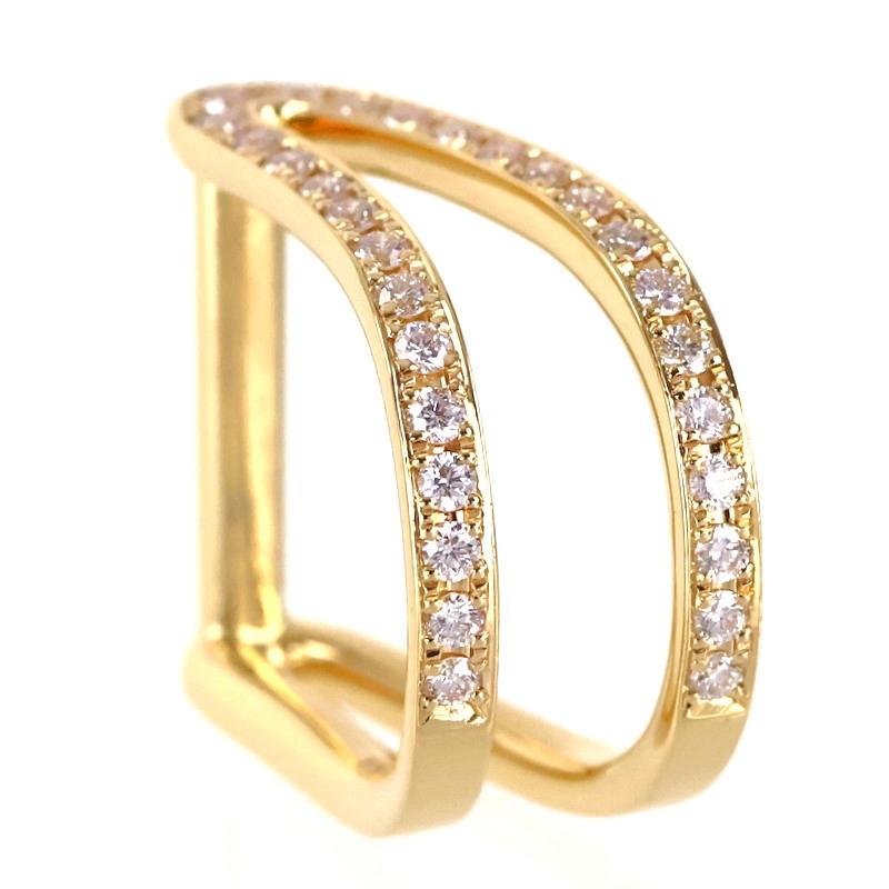 D型リング ジュエリー K18YG ピンキーリング 8号 ダイヤ 0.33ct