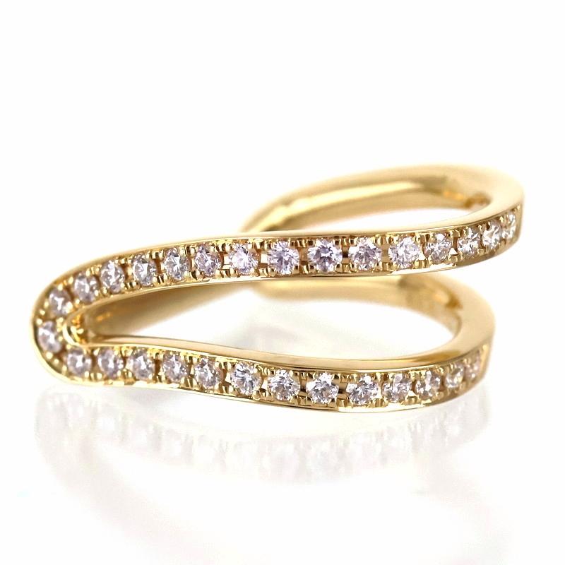 D型リング ジュエリー K18YG ピンキーリング 8号 ダイヤ 0.33ct