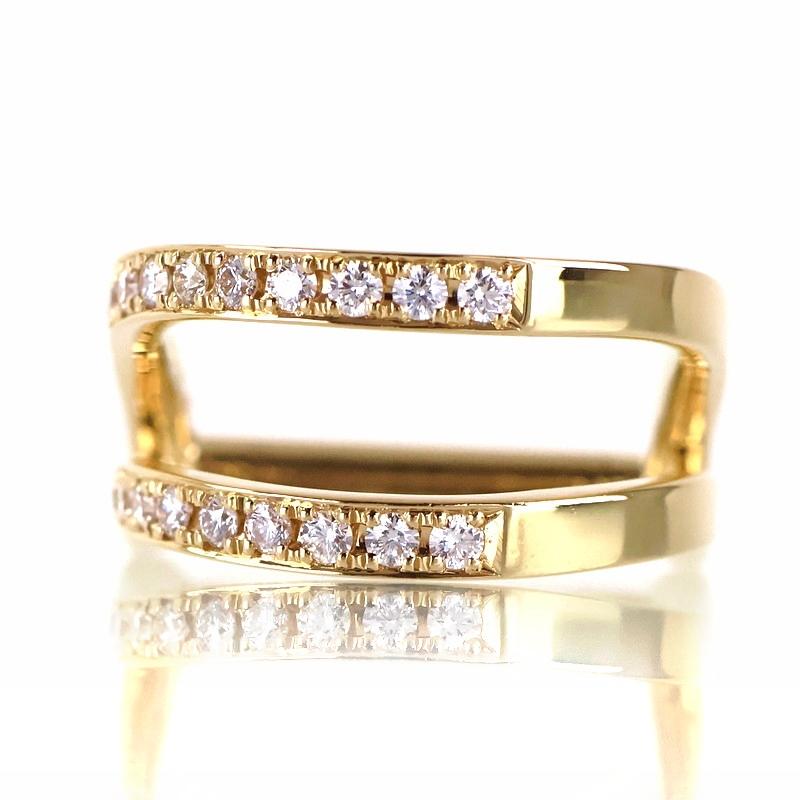 D型リング ジュエリー K18YG ピンキーリング 8号 ダイヤ 0.33ct