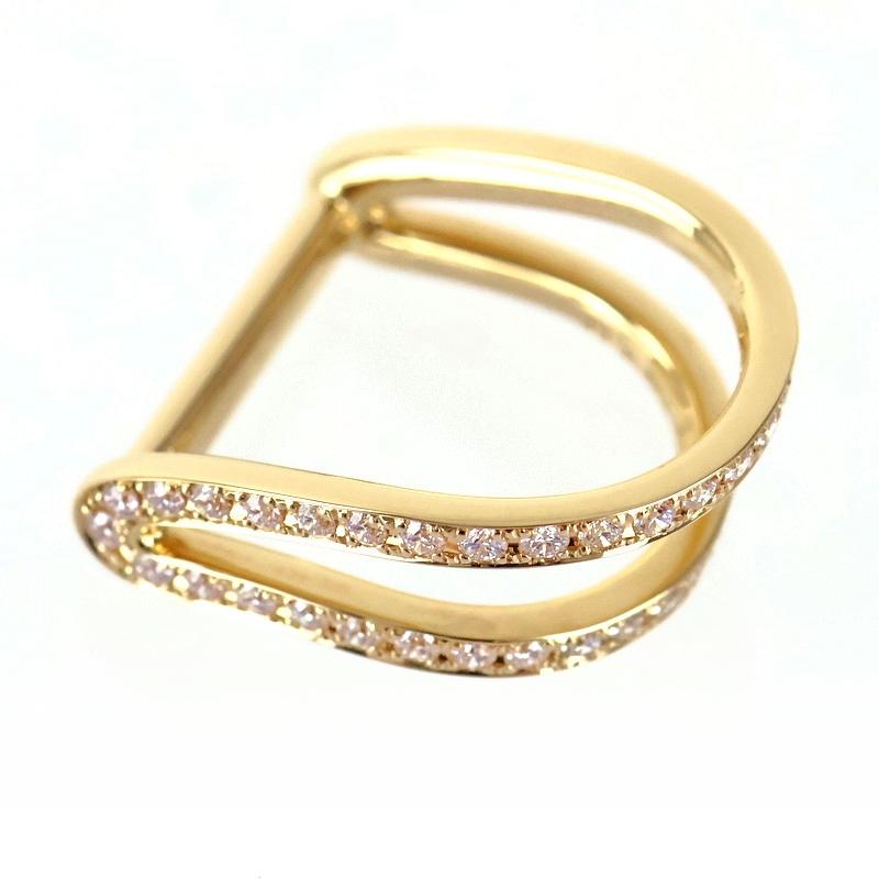 D型リング ジュエリー K18YG ピンキーリング 8号 ダイヤ 0.33ct