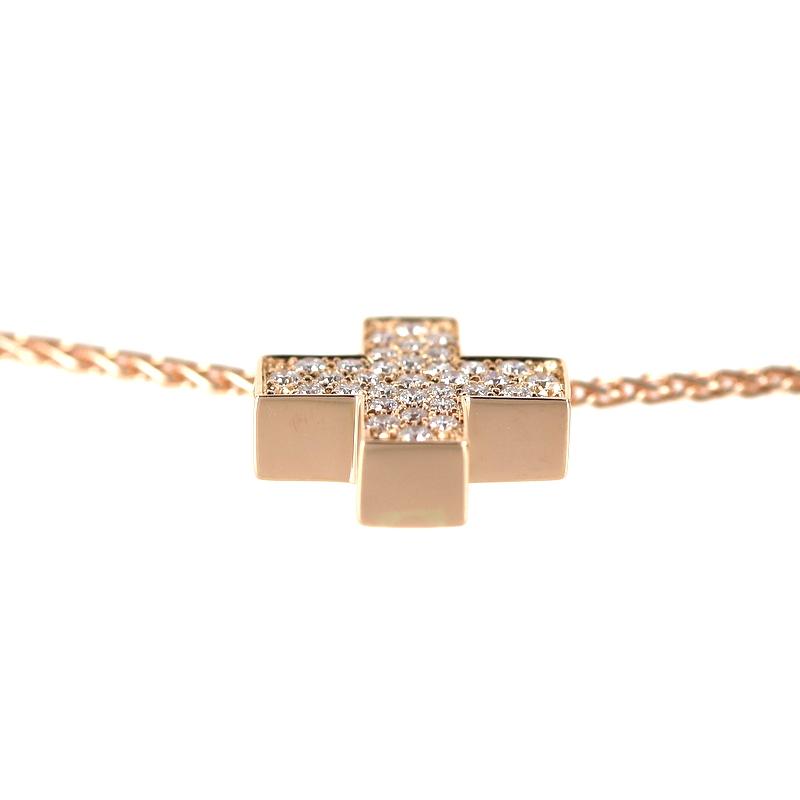 ピキョッティ ネックレス 18金 K18PG クロスモチーフ ダイヤ 0.21ct 