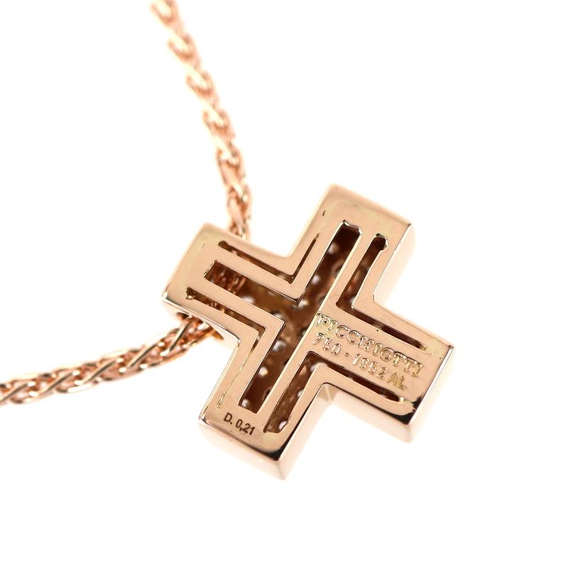 ピキョッティ ネックレス 18金 K18PG クロスモチーフ ダイヤ 0.21ct