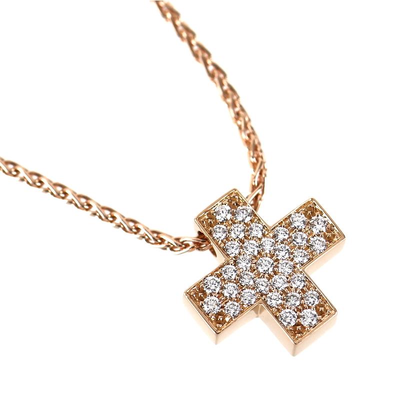 ピキョッティ ネックレス 18金 K18PG クロスモチーフ ダイヤ 0.21ct 