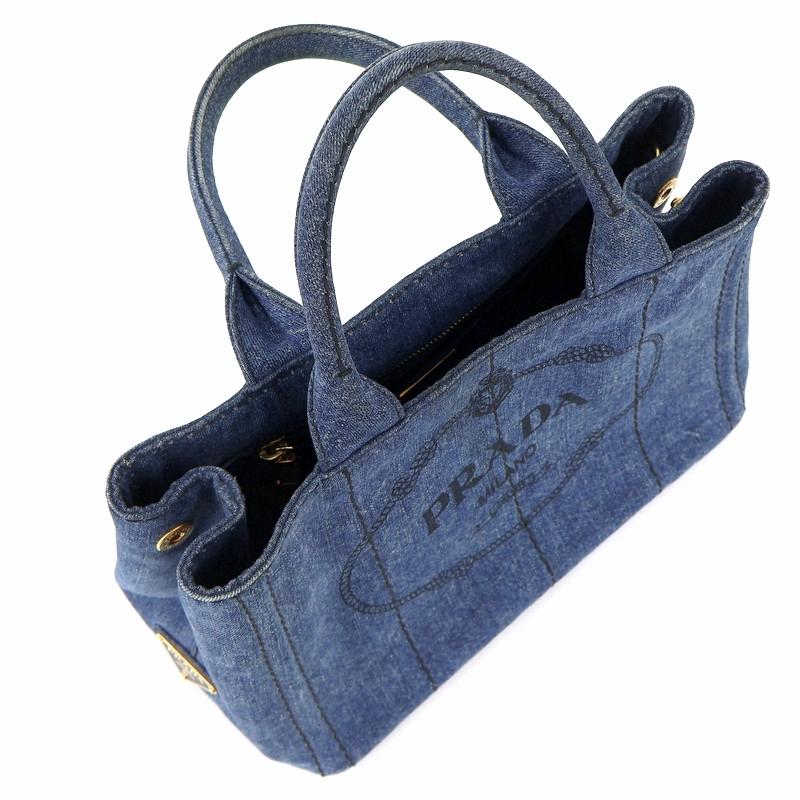 のりぴ　　PRADA カナパ　デニム トートバッグ ダークブルー PRADA プラダ CANAPA カナパ トートバッグ ハンドバッグ デニム AVIO
