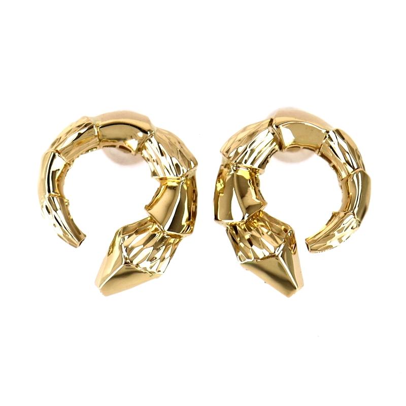 ピアス 18金 K18YG スネークモチーフ 両耳用 1.7g サークルモチーフ