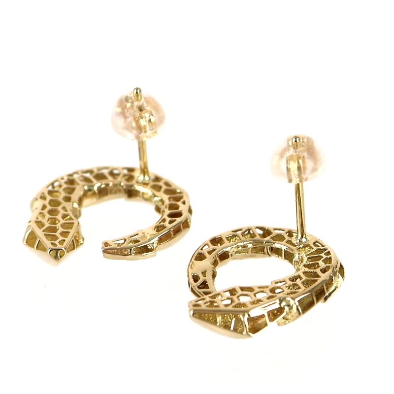 ピアス 18金 K18YG スネークモチーフ 両耳用 1.7g サークルモチーフ