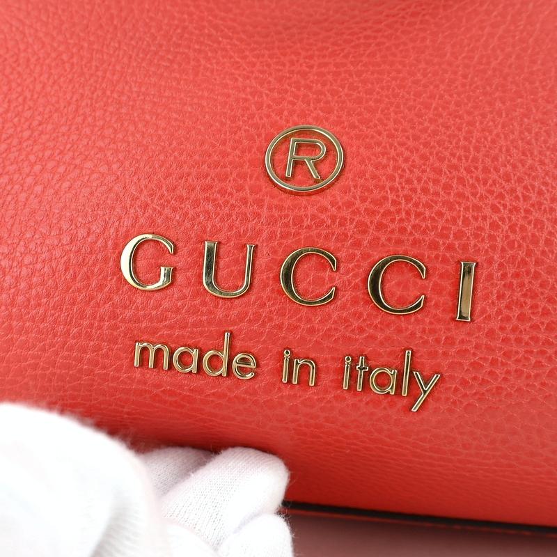 GUCCI（グッチ） トートバッグ レザー レッド 380118 無地 台形 A4