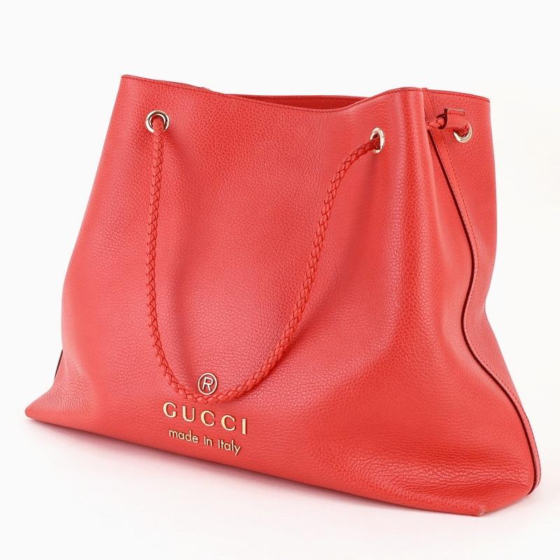 GUCCI（グッチ） トートバッグ レザー レッド 380118 無地 台形 A4