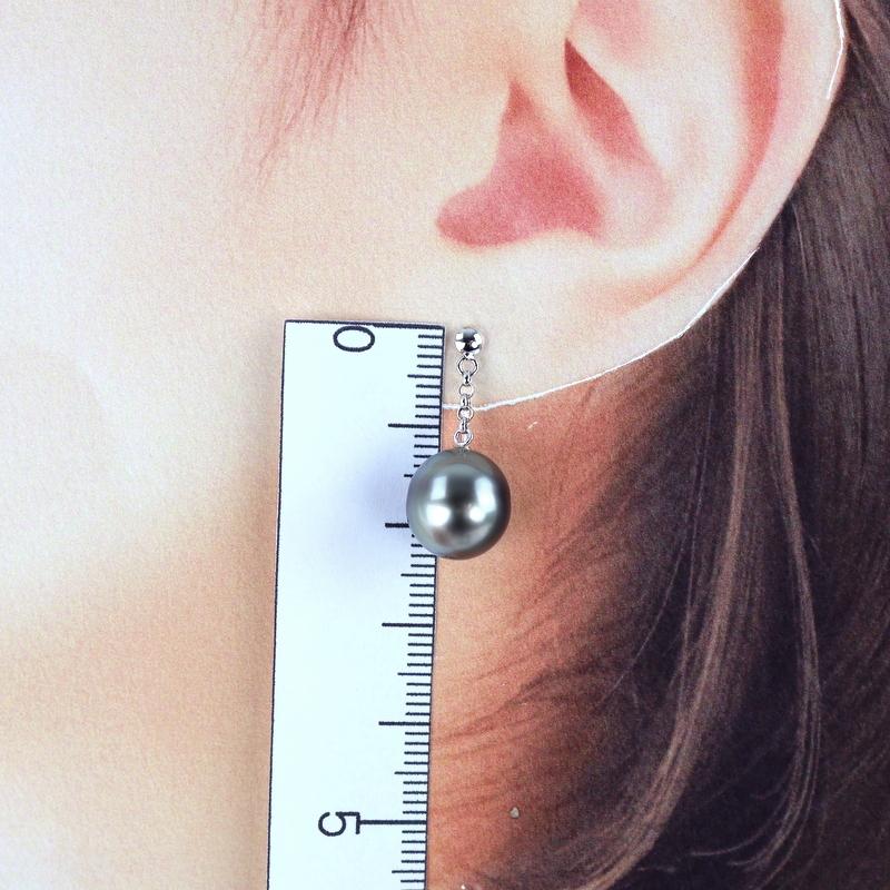 ブラックパール ピアス バロックパール 約10.3~11.0mm K14WG 揺れる 