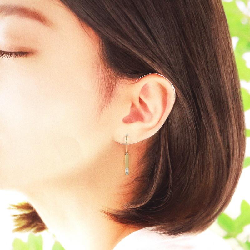 ピアス 18金 レディース K18YG イエローゴールド ダイヤ 0.21ct 0.09ct 