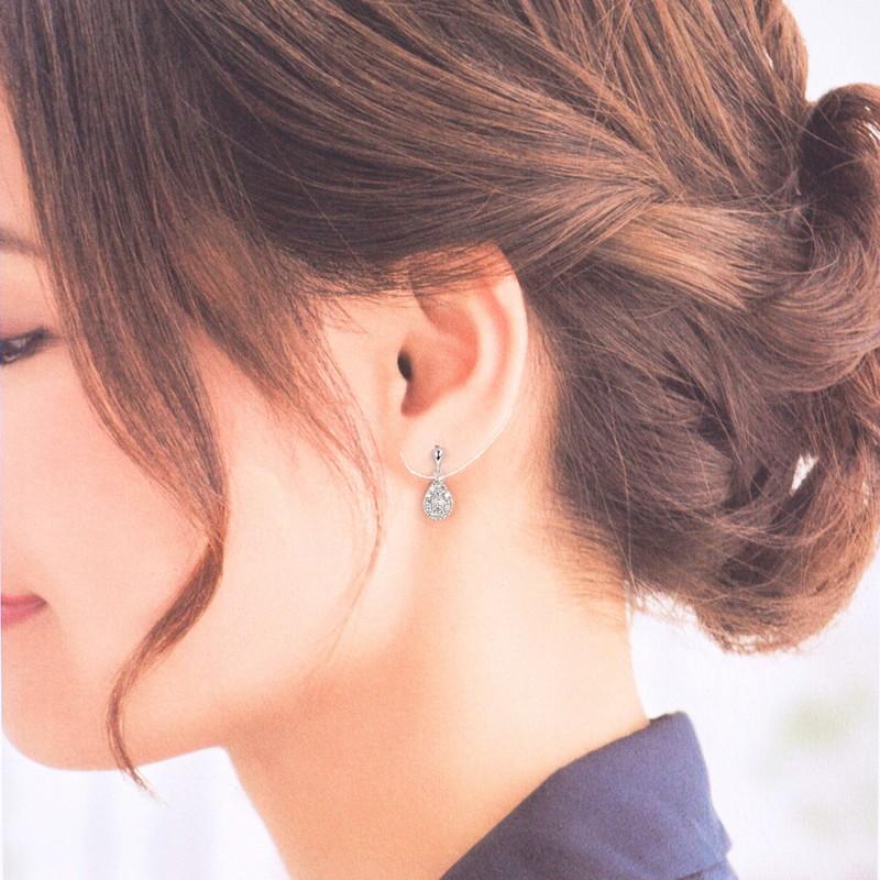 ピアス レディース ダイヤモンド 各0.3ct ドロップモチーフ しずく型