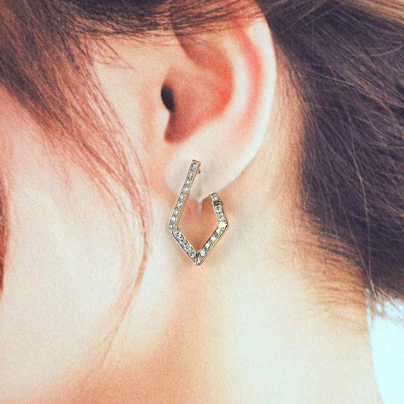 ピアス 18金 ひし形 ダイヤ 各0.46ct K18PG ジュエリー レディース 
