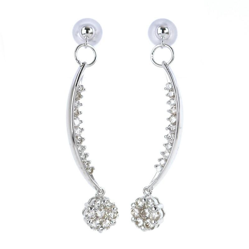 組曲ジュエリー　ダイヤホワイトゴールドフラワーピアス ホワイトゴールド、ダイヤモンド ピアス - Damiani MARGHERITA