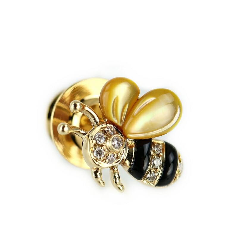 ブローチ 18金 レディース ピンブローチ 蜂モチーフ ダイヤ 0.06ct