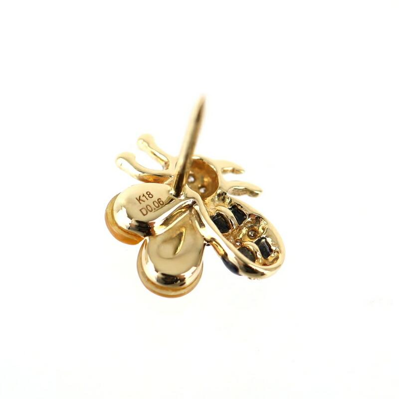 ブローチ 18金 レディース ピンブローチ 蜂モチーフ ダイヤ 0.06ct