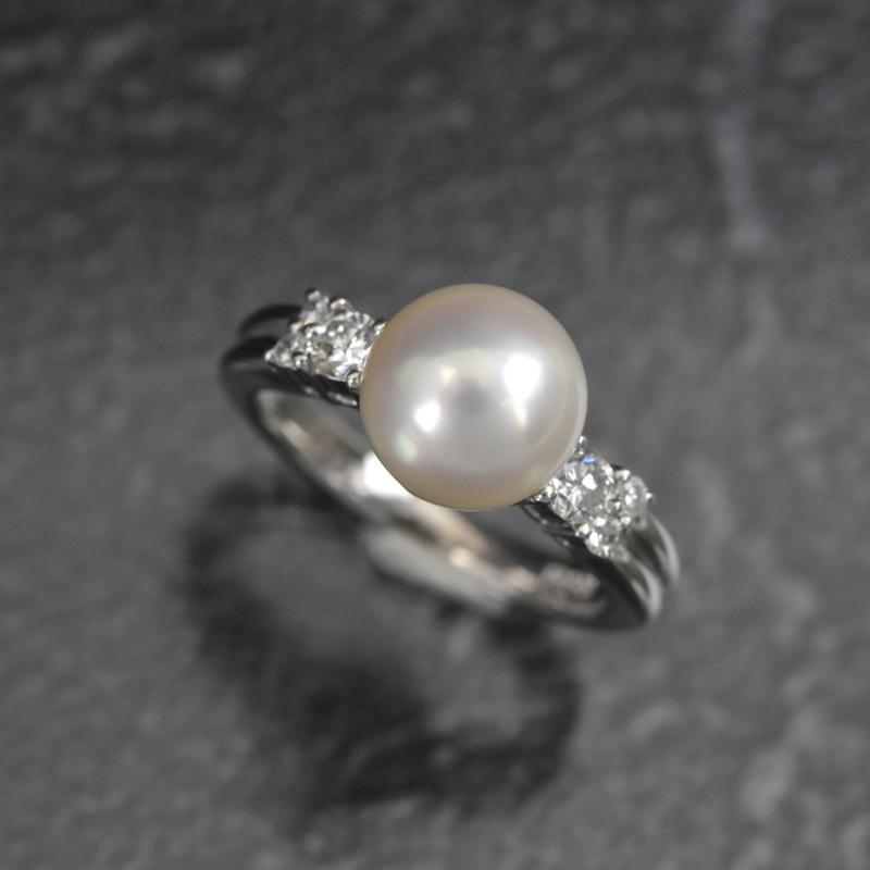 ホワイトパール 真珠 指輪 リング プラチナ pt900 11号-