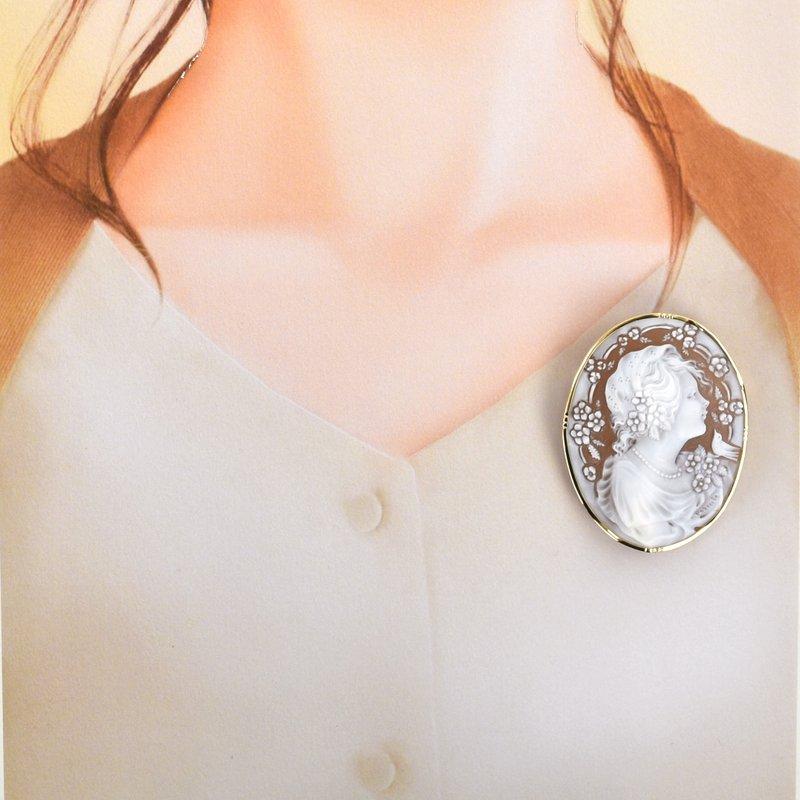 シェルカメオ ブローチ ペンダントトップ 2way 18金 18k ネックレス