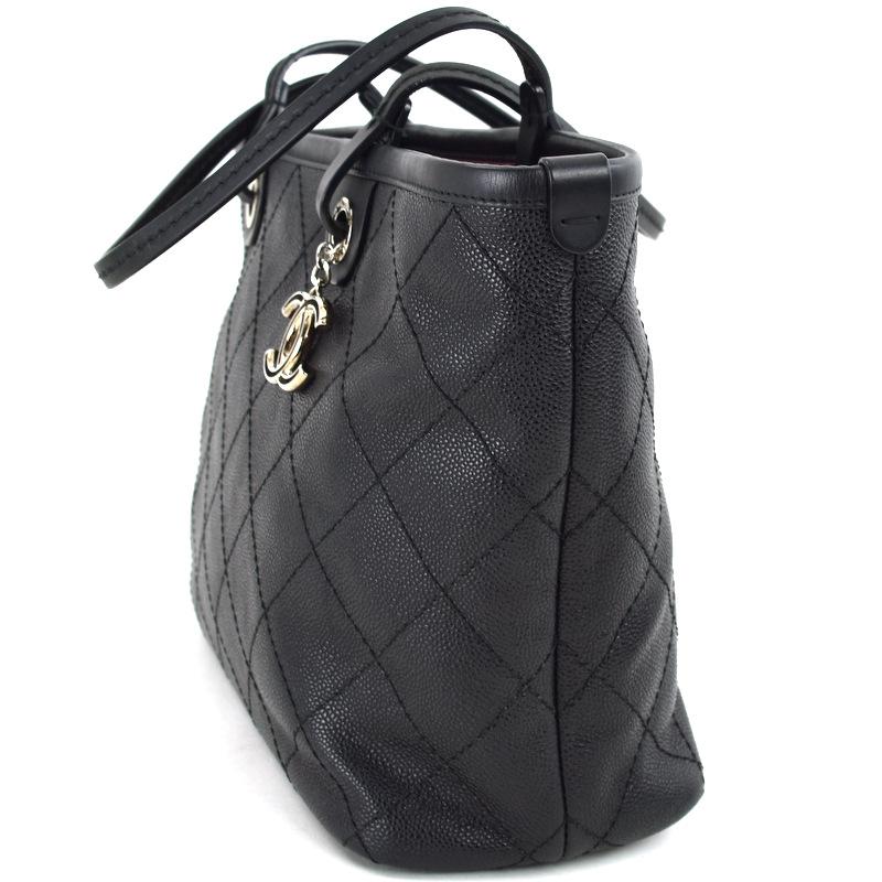 【美品】シャネル　レザー　トートバッグ　ハンド　ショルダー　黒　ブラック　肩掛け CHANEL（シャネル） バッグ レディース トートバッグ キャビアスキン