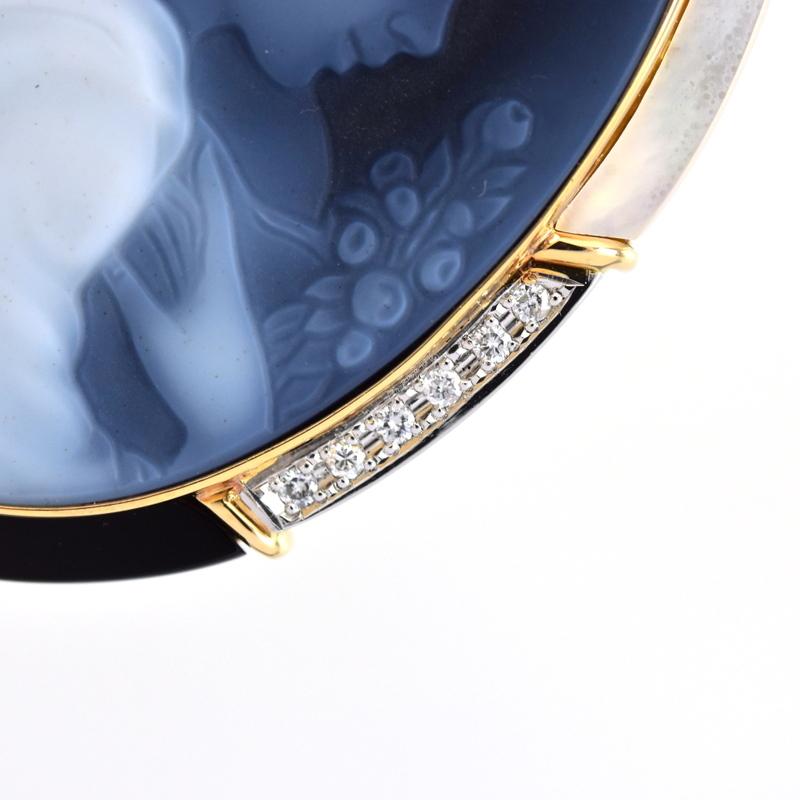 カメオ ブローチ ペンダントトップ 2way シェル オニキス メノウ