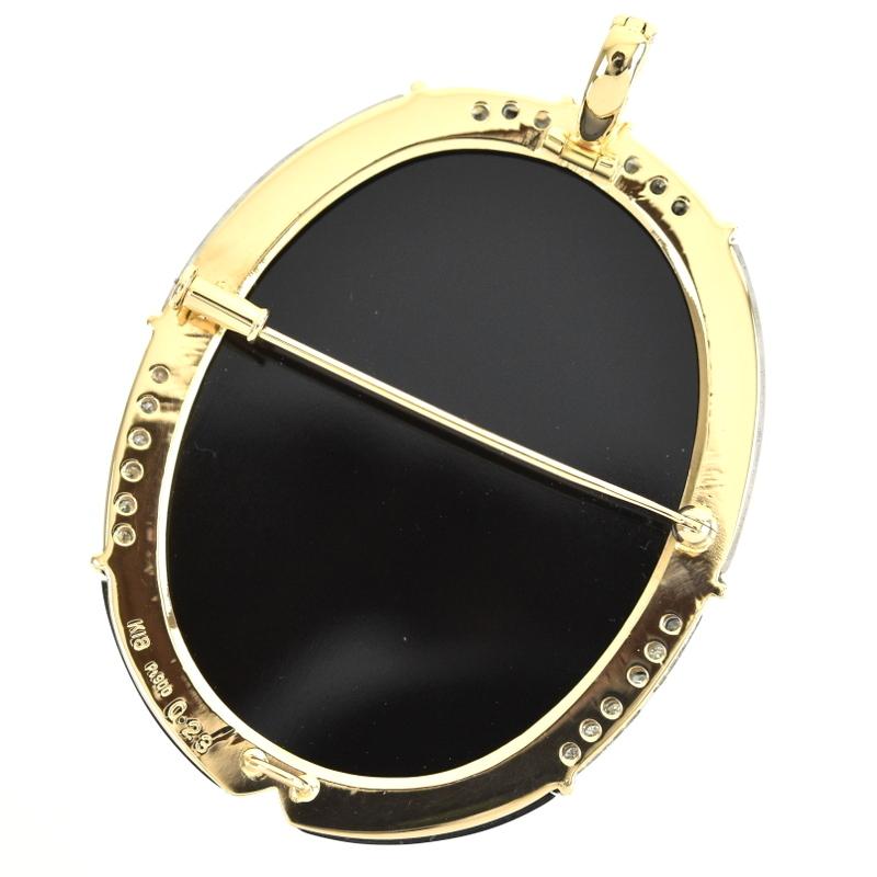 カメオ ブローチ ペンダントトップ 2way シェル オニキス メノウ