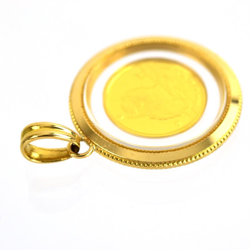 マン島キャット ペンダントトップ 24k 14k ペンダントトップ マン島キャットコイン 1/25OZ カバー付き K24