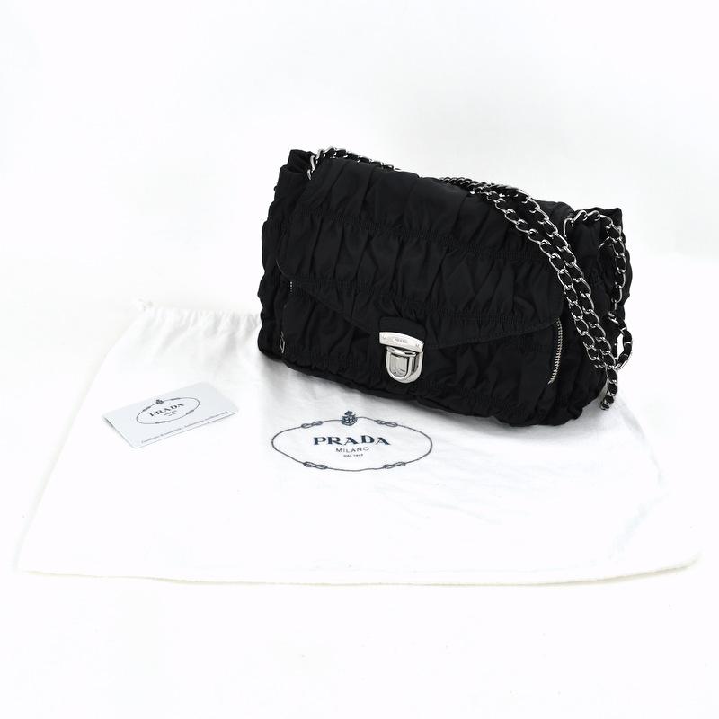 PRADA プラダ バッグ レディース ギャザー ナイロン×レザー