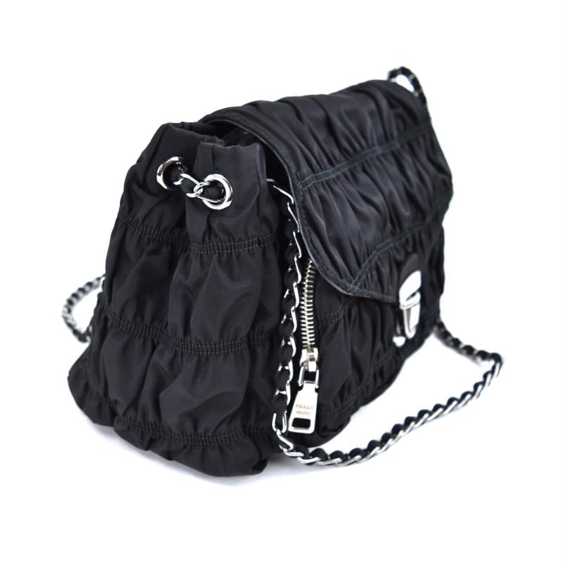 PRADA プラダ バッグ レディース ギャザー ナイロン×レザー