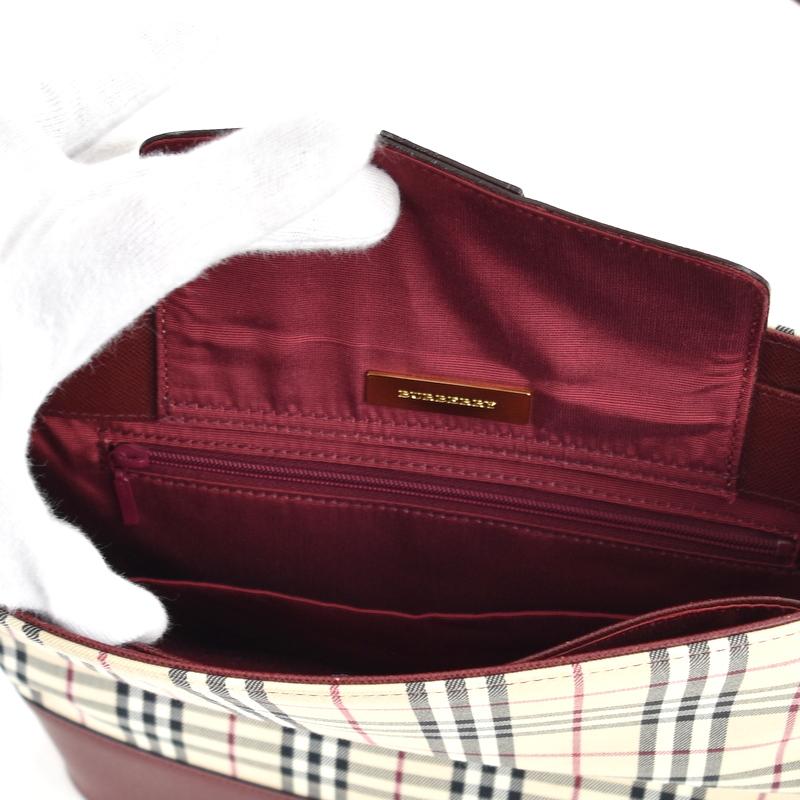 バーバリー　裏地ノバチェック　レザー　ワンショルダーバッグ　ブラウン バーバリー 裏地ノバチェック レザー ワンショルダーバッグ