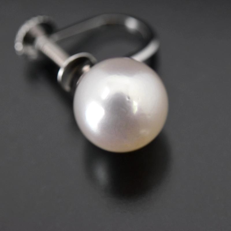 真珠 イヤリング レディース K14WG ホワイトゴールド パール 約8.1mm  