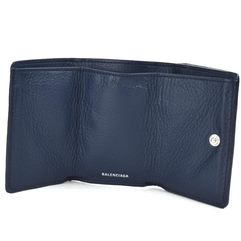 BALENCIAGA バレンシアガ バッグ ペーパー ミニウォレット ネイビー レザー ｻｲﾌ･小物 391446 三つ折り財布
 レザー  ブルー ユニセックス【中古】 PAPIER（BALENCIAGA） バレンシアガ BALENCIAGA ペーパーミニ