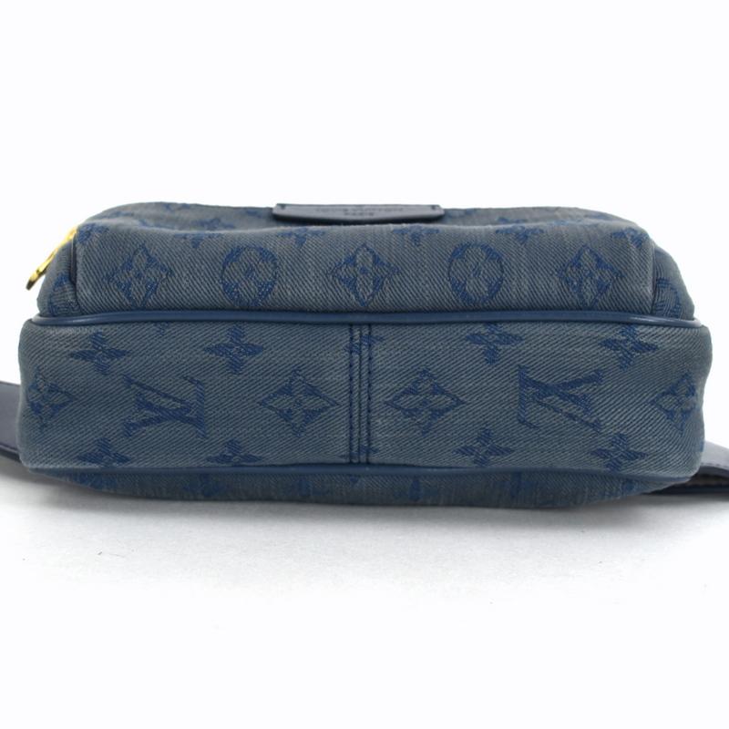 美品 LOUIS VUITTON モノグラム デニム アウトドア バムバッグ Louis Vuitton ルイヴィトン バムバッグ デニム生地 レザー