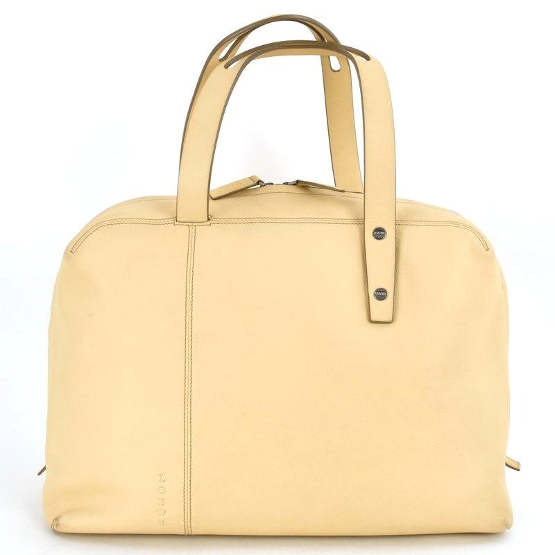 LOEWE ロエベ バッグ ボストンバッグ オールレザー クリーム色
