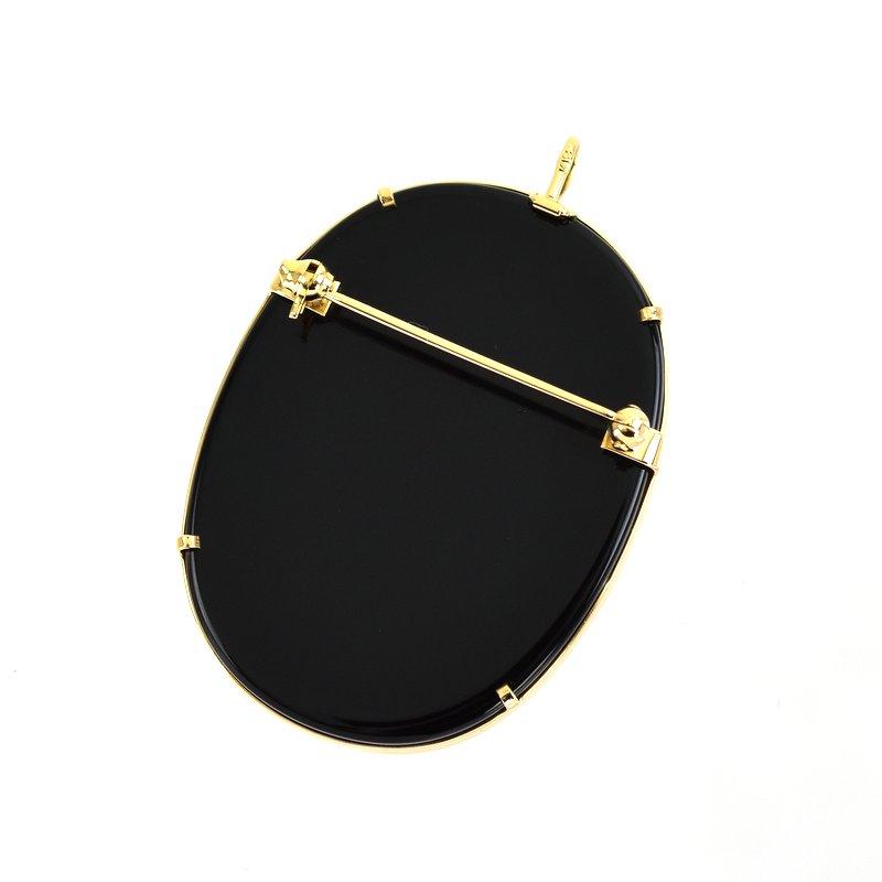 カメオ ブローチ 18k 2WAYブローチ メノウカメオ ペンダントトップ 18