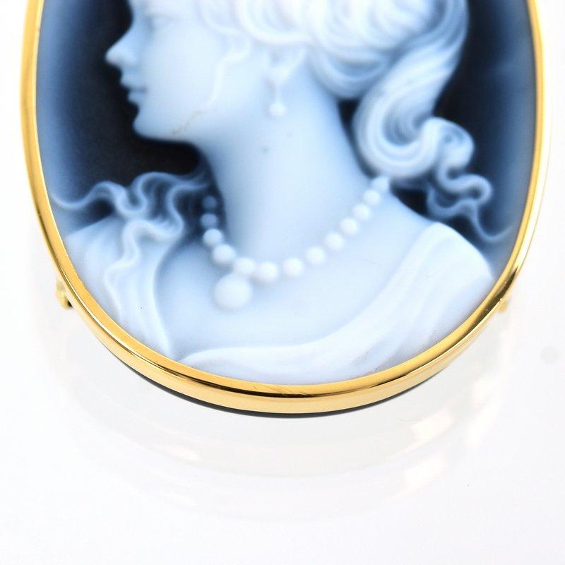 カメオ ブローチ 18k 2WAYブローチ メノウカメオ ペンダントトップ 18