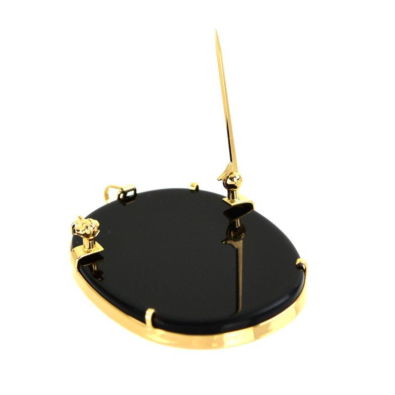 カメオ ブローチ 18k 2WAYブローチ メノウカメオ ペンダントトップ 18