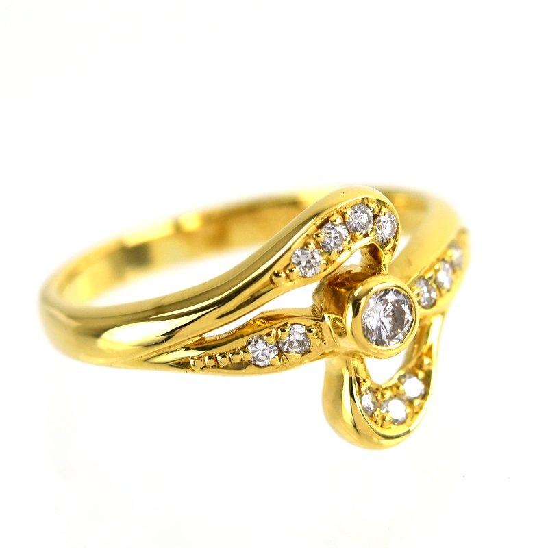 指輪 レディース 18金 K18YG イエローゴールド ダイヤ 0.10ct 0.12ct