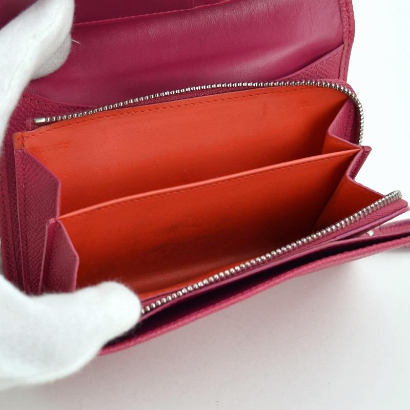 ロエベ 財布 ピンク系 二つ折り財布 レザー アナグラム 無地 小銭入れ