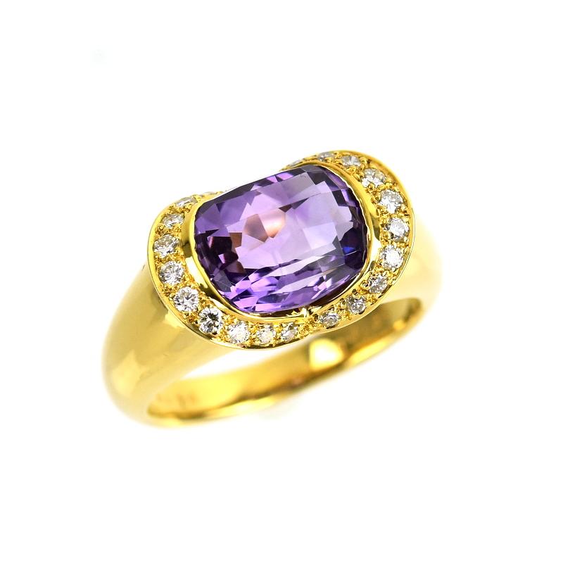 アメジスト リング 11号 18金 18k イエローゴールド アメシスト 2.74ct 