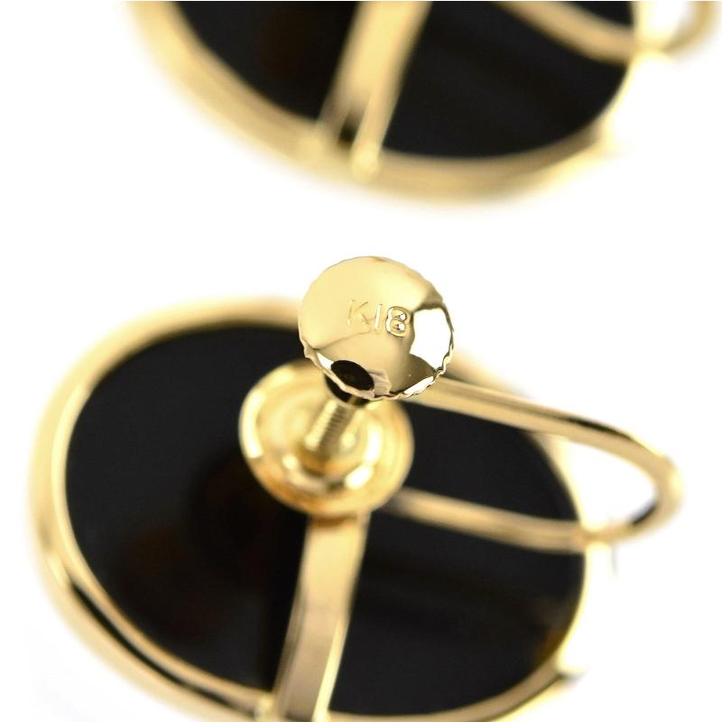 カメオ ジュエリー イヤリング 18金枠 K18YG メノウカメオ 女性像 横顔  