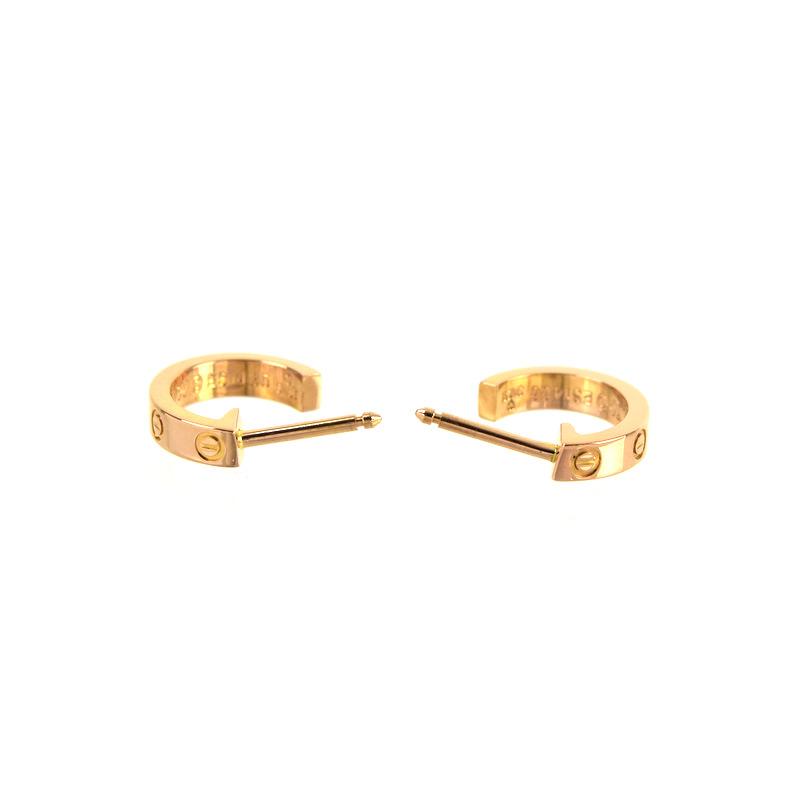 【美品】 Cartier Au750 フープ　ピアス ミニラブ 美品】 Cartier Au750 フープ ピアス ミニラブ LOVE（Cartier