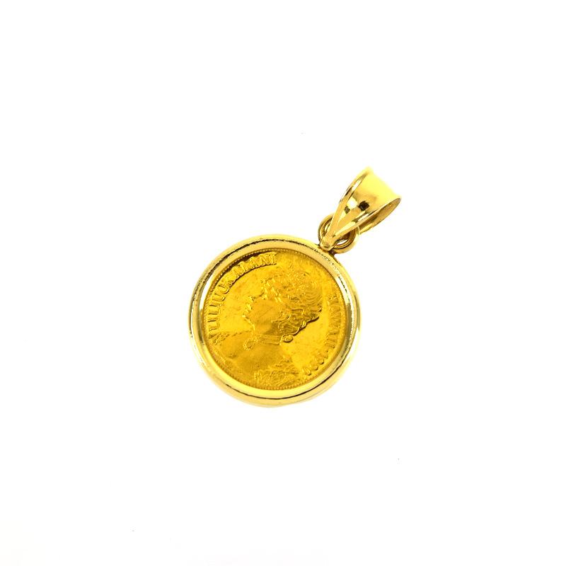 ペンダントトップ ロイヤルハワイアンコイン 1/20oz 2.2g K24×K14 24金 