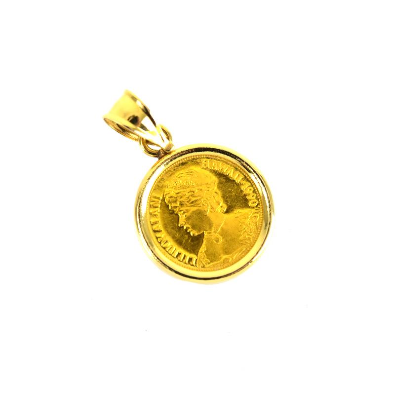 ペンダントトップ ロイヤルハワイアンコイン 1/20oz 2.2g K24×K14 24金