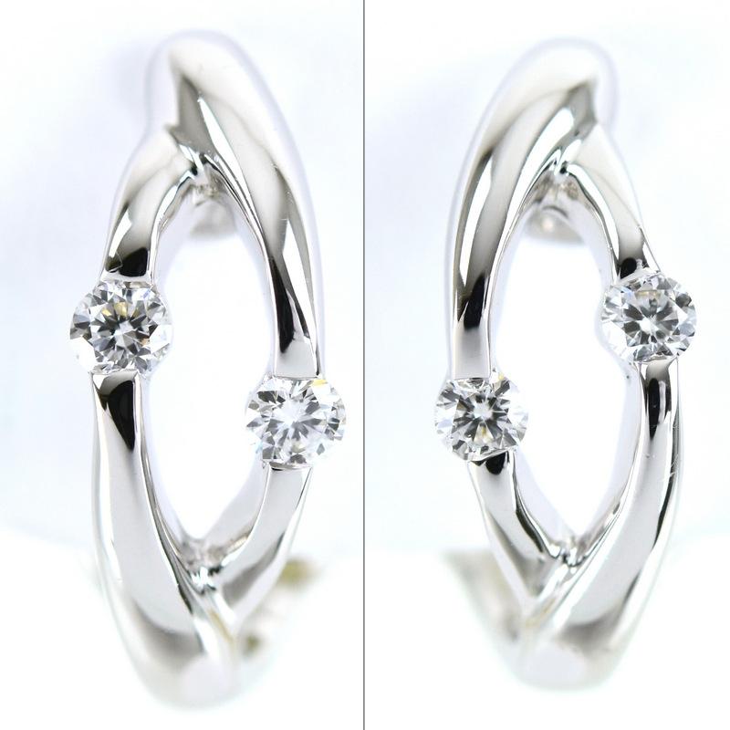 イヤリング レディース ダイヤモンド 0.10ct 0.1ct 18金 18k ホワイト 