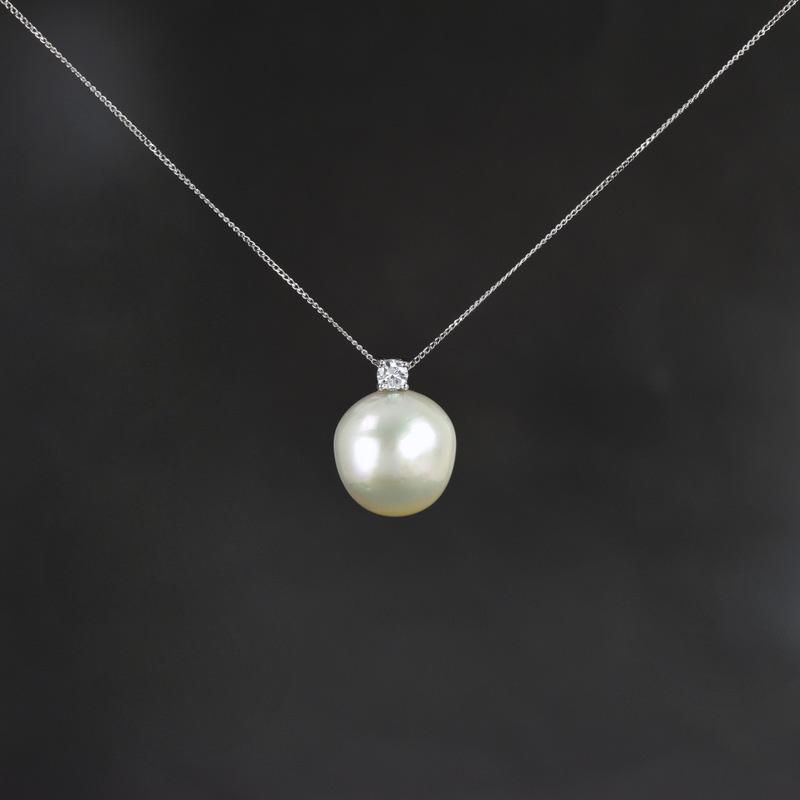 バロックパール ネックレス レディース 真珠 約13.3mm 約13mm プラチナ