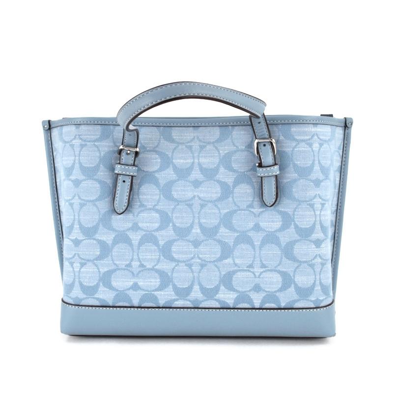 【人気色】COACH ハンドバッグ　トートバッグ　キャンバス　レザー　水色 COACH コーチ 2WAYバッグ レディース モリートート25 キャンバス