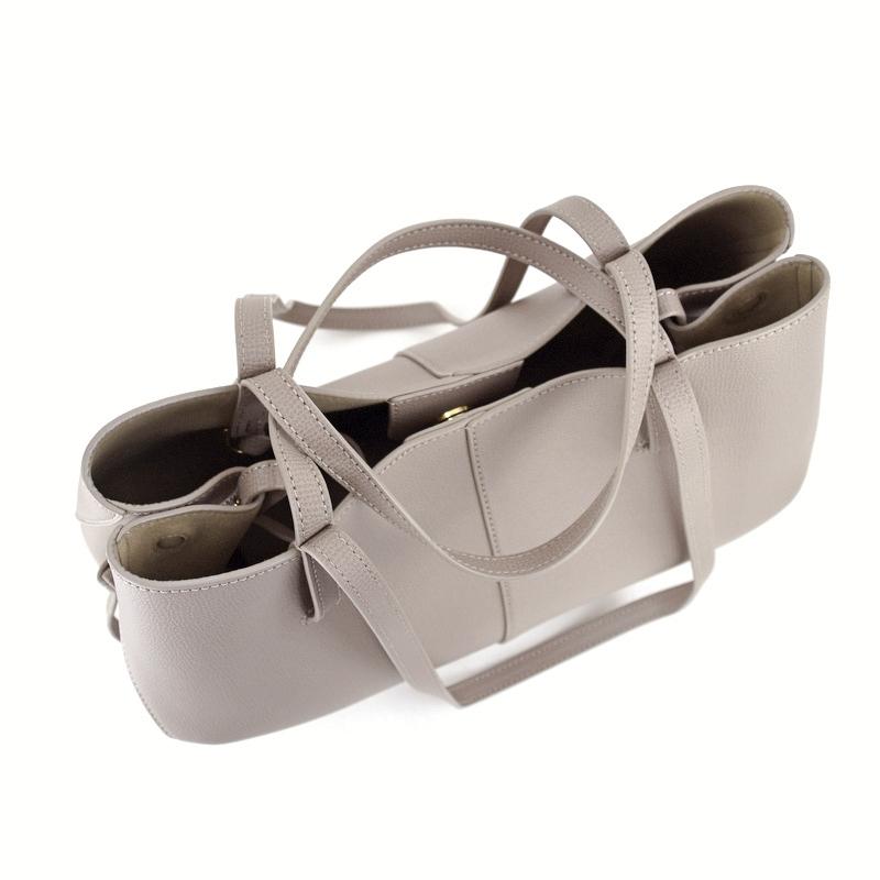 POLÈNE CYME MINI グレー レザー ハンドバッグ POLÈNE CYME MINI グレー レザー ハンドバッグ